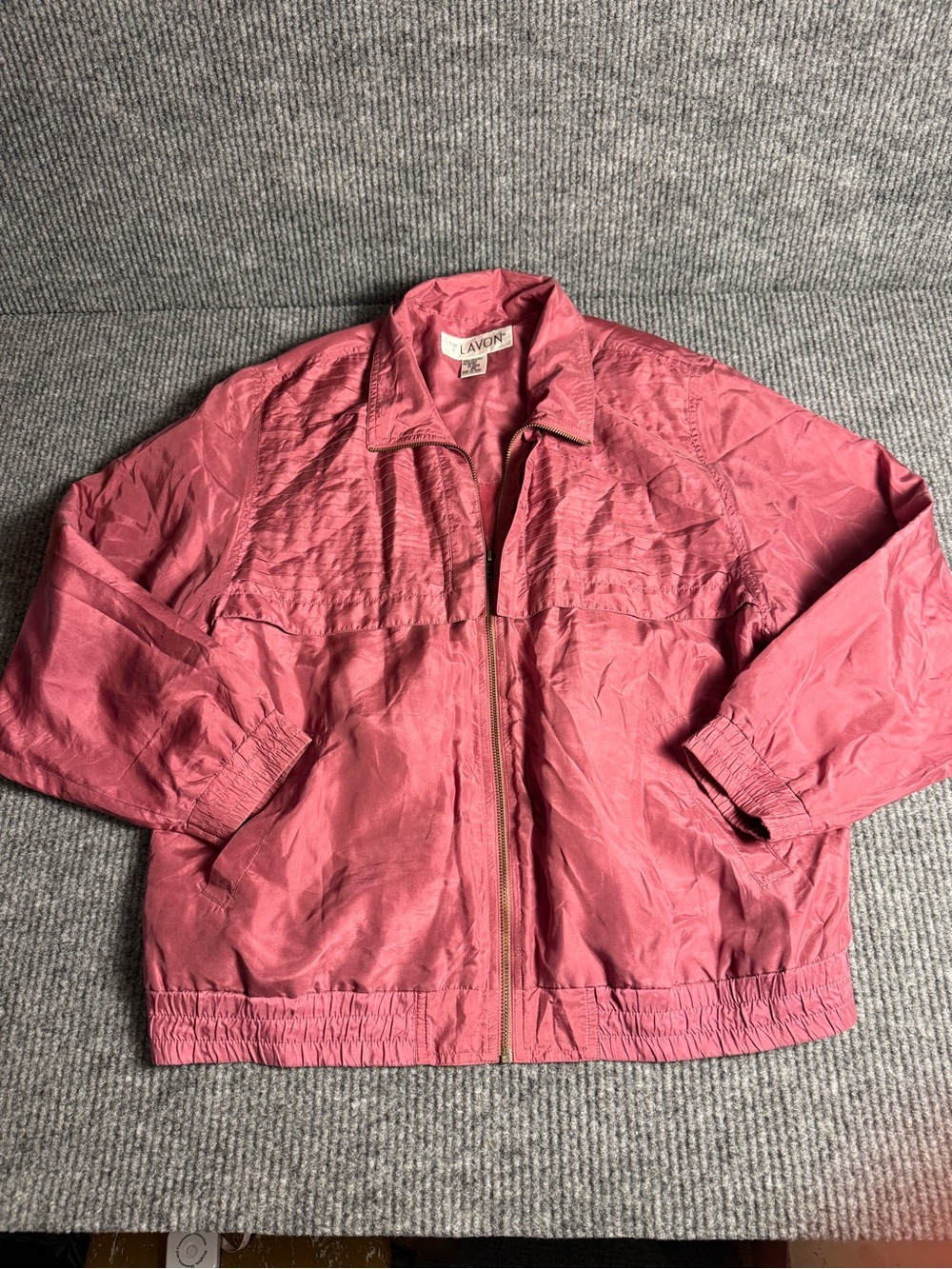 Vintage Lavon Mauve Pink Silk  Bomber Jacket Size Medium